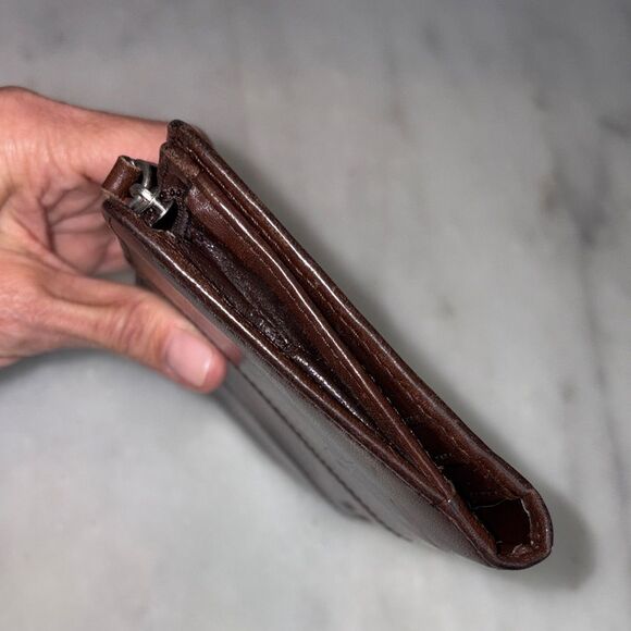 Mundi Wallet Smooth Italian Leather Bifold Compact Snap Flap - Picture 10 of 16